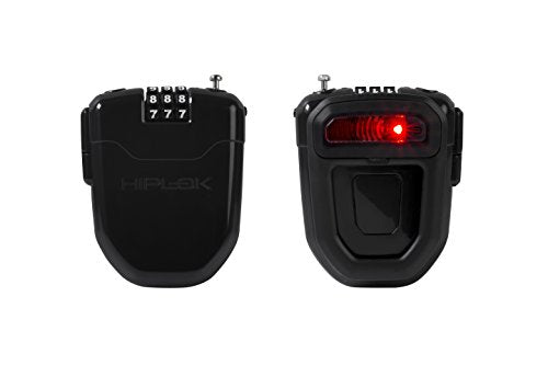 HIPLOK FLX ALL BLACK 1m RETRACTABLE COMBI LOCK + LIGHT