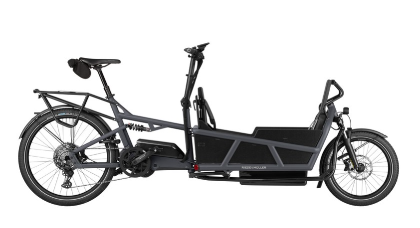 Black cargo bike on a white background